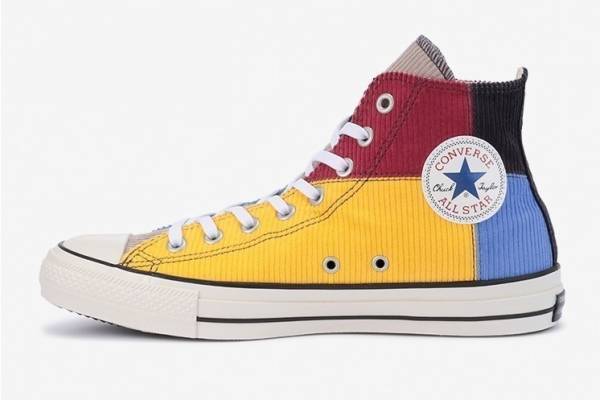 コンバース「オールスター 100」の新作スニーカー、カラフルコーデュロイをパッチワーク