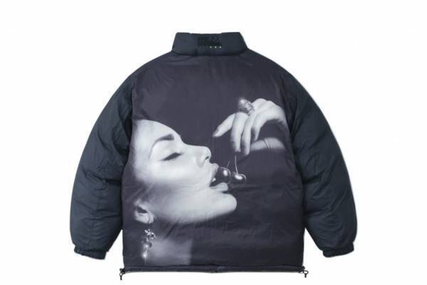 ハフ×ファーストダウンのダウンジャケット、大胆モノクログラフィックを配したリバーシブル仕様