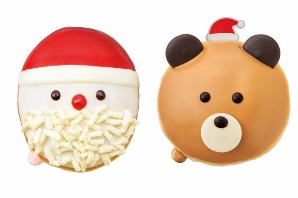 クリスピー・クリーム・ドーナツの20年クリスマス、サンタ帽子付きベア&リース風リングドーナツ