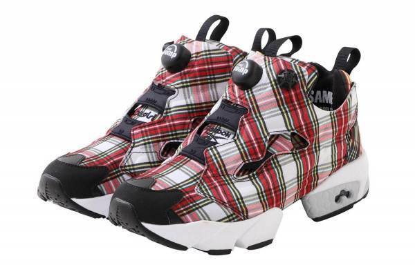 X-girl×リーボック、タータンチェック柄の「インスタポンプ フューリー」やトラックジャケット