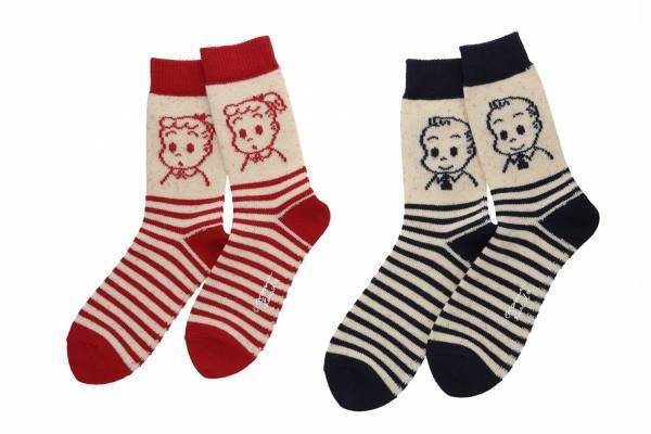 靴下屋×オサムグッズのコラボ靴下第2弾 - “ぽかぽか”ボーダー柄&キャラ総柄ソックスなど