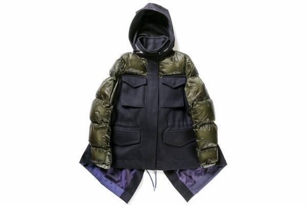 sacai“メルトン×パファー”ジャケット＆ポーターとのコラボバッグ、心斎橋パルコの新店舗で