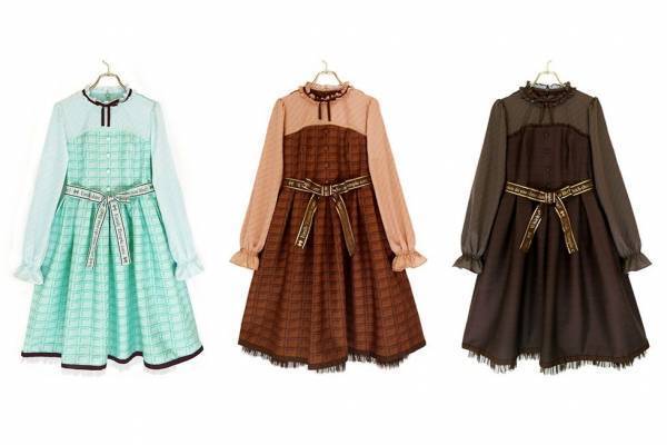 エミリーテンプルキュート“チョコレート”柄ワンピース、ミントやミルクの板チョコテキスタイル