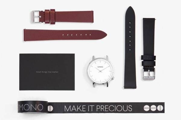 コモノの新作腕時計&quot;カスタム&quot;できる2色ベルト付きギフトボックス、バーガンディや深みグリーン