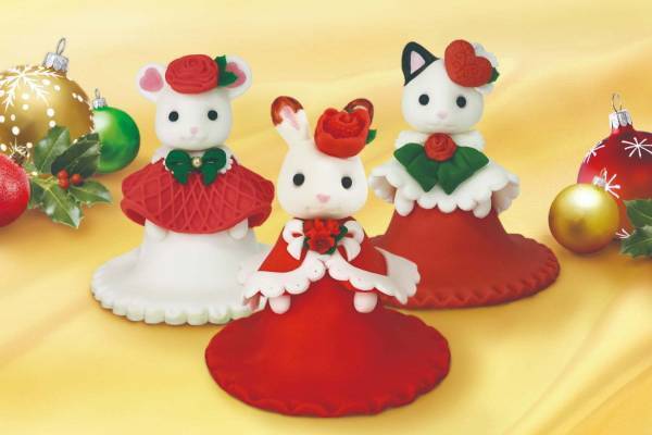 「シルバニアファミリー」クリスマスケーキ2020、3Dのうさぎ&ねこケーキなどが自由が丘で