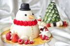 オーダーメイドケーキ専門店「ボンスイーツ」のクリスマスケーキ、雪だるま＆ツリーを模って