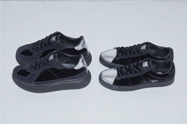 オニツカタイガーの新作スニーカー“ベロア”アッパーのローカット＆ロゴ入り厚底ブーツ