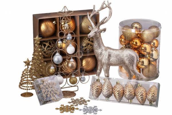 シャンパンゴールドのクリスマスオーナメント＆ハート型リースがロフトから