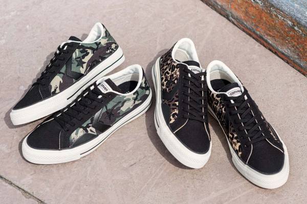 コンバース スケートボーディングの新作スニーカー、レパード柄＆カモ柄とブラックのコントラスト