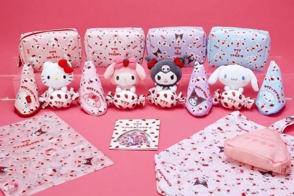 サクマ製菓「いちごみるく」×サンリオ、ハローキティやマイメロディの“キャンディ型”ポーチなど