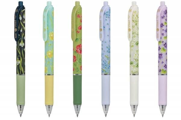 ぺんてる×日比谷花壇 - “花言葉”から選べる、ポピーやスミレ柄の油性ボールペン発売