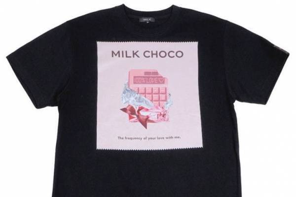 ミルクのバレンタイン、ピンク色の“板チョコ”Tシャツ＆“ハート”のボンボンショコラ風アクセ