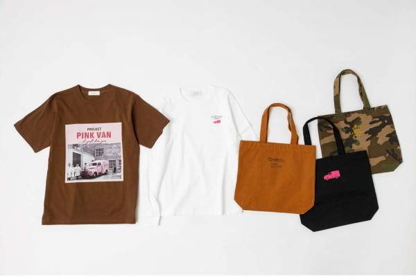 アダム エ ロペ×ゴディバの”チョコ色”Tシャツ、ピンクのバンのグラフィック入り
