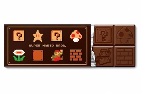 「スーパーマリオ」バレンタイングッズ、8-bit マリオ柄“板チョコ”が作れるトレーやカード