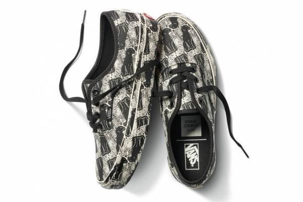VANS×オープニングセレモニー「オーセンティック」スニーカー、レオパード×チェッカーボード柄