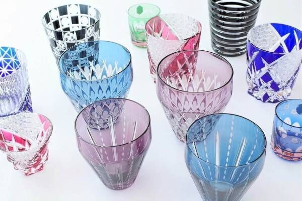 江戸切子＆和のカットガラスが銀座 蔦屋書店に集結、くすみニュアンスカラーのグラスなど