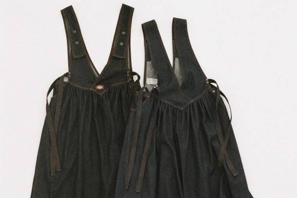 77サーカ×ディッキーズのヴィンテージ風デニムスカート、アレンジ可能なショルダーストラップ