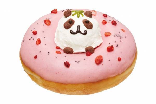 クリスピー・クリーム・ドーナツ“パンダ”が顔を出す苺ドーナツ＆花びらホイップ、名古屋限定で