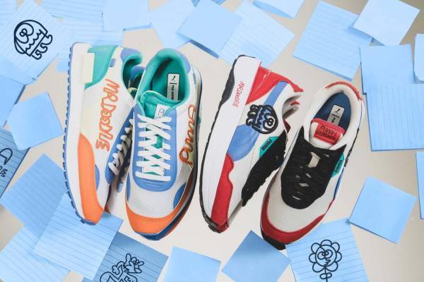 プーマ”一筆書きイラスト”のスニーカー、イギリスのミスタードゥードゥルとコラボ第3弾