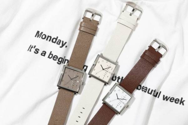 ノーマンデーの新“ニュアンスカラー”スクエアウォッチ、“月曜までの距離”を示した数字をオン