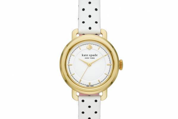 ケイト・スペード初のソーラーウォッチ、ドット柄レザーストラップ×上品ゴールドケース