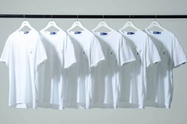 ロンハーマン別注ポロ ラルフ ローレンのTシャツ、ホワイトボディに全6色のロゴ刺繍