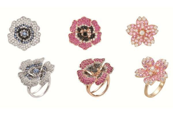 ミオ ハルタカ“花”の新作ジュエリー、花びらが動くさくら＆花言葉のメッセージ付きアネモネリング