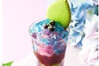 茶寮都路里「紫陽花」モチーフの夏限定パフェが大丸東京店に、ゼリーで雨に濡れるアジサイを表現
