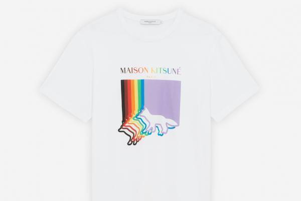 メゾン キツネ新作、レインボーカラーの“キツネ”を配したTシャツ＆フーディ