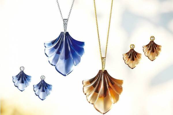 ランバン オン ブルー、アンティークガラス風“グラデーションカラーの”リーフアクセサリー