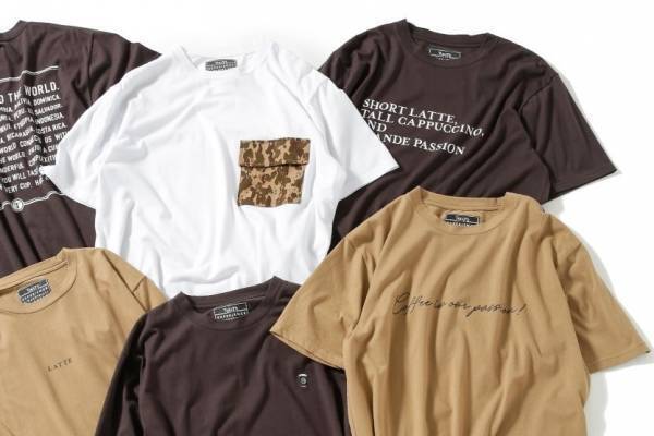 ナノ・ユニバース×タリーズコーヒーの“コーヒー染色”Tシャツ、カップ刺繍入り＆カモ柄など