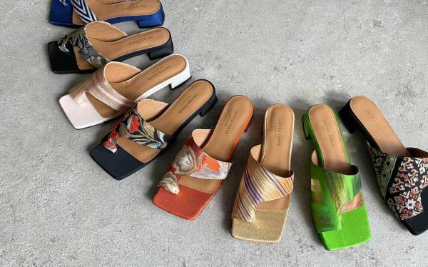着物や帯をアップサイクル「ルリエ エイトワン」の新和柄サンダル、ユナイテッド トウキョウとコラボ