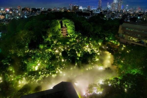 ホテル椿山荘東京の庭園がミスト量120％の「“涼”雲海」に、江戸風鈴や竹籠灯りと楽しむ夏の涼
