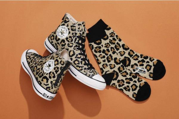 コンバース「オールスター RH Z HI」スニーカーから新作レパード柄登場、“かかとジッパー”付き