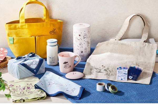 タリーズコーヒー×手ぬぐい専門店「かまわぬ」 - 鳥獣戯画シリーズに初のトートバッグ