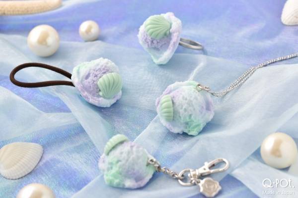 Q-pot.“貝殻”モチーフの新作アクセサリー、マーブル模様の“シーソルトアイス”ネックレスなど