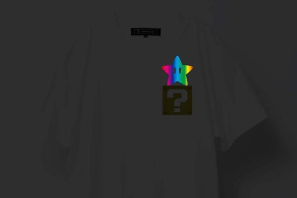 アンリアレイジ「スーパーマリオ」の限定Tシャツ、フラッシュ撮影で“ハテナブロック”からアイテム出現