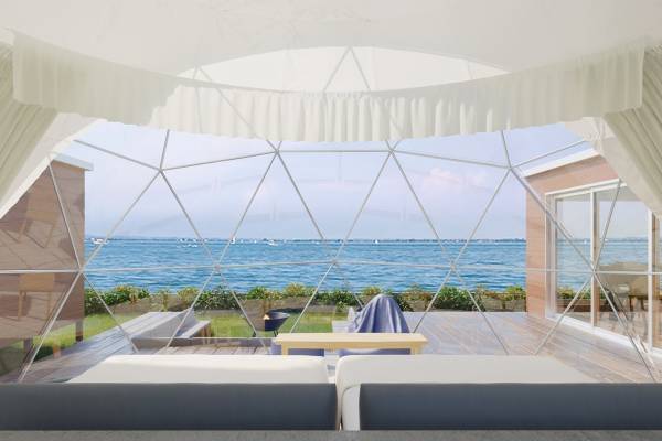 「グランマーレ 淡路」全棟客室温泉付＆オーシャンビューグランピング、各テントに専用ガーデンも