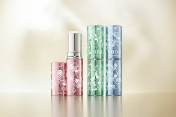 エリクシール新スティック状美容液「ポケットリペア SP」フラワーショップモチーフのカラフルパッケージ