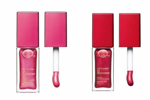 クラランス「コンフォート リップオイル」クリスマス限定色、3Dに煌めくピンク＆ワインカラー