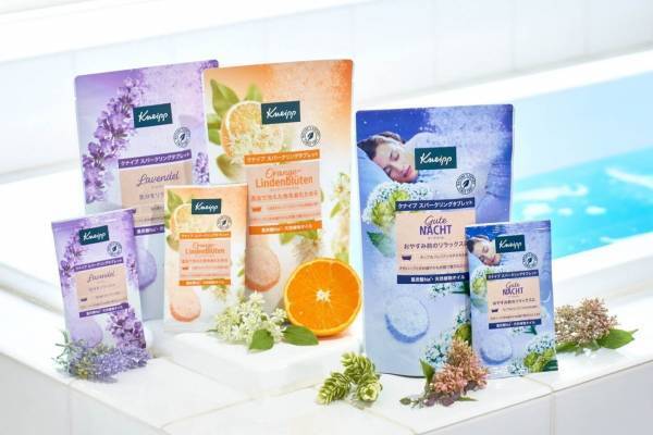 クナイプ初の炭酸入浴料「スパークリングタブレット」天然ハーブの香りの“贅沢炭酸泡”バスタブレット