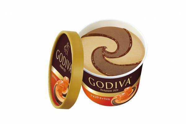 ゴディバ カップアイス「ショコラ キャラメル」キャラメルソース入りチョコ×塩キャラメルアイス