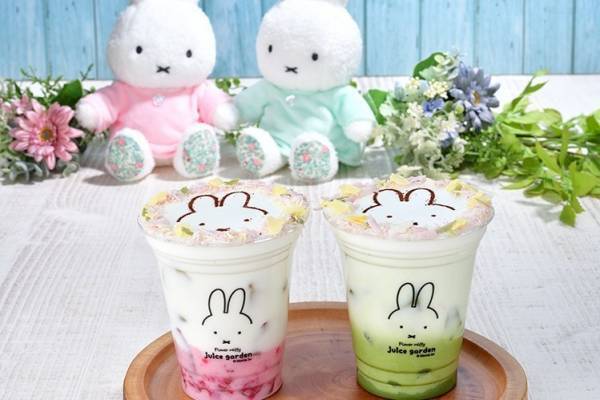 “ミッフィー×花リース”の新ミルクドリンク、フラワーミッフィー ジュース ガーデン 浅草店で