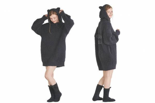 ジェラート ピケ「黒ねこハロウィン」のルームウェア、黒ねこに“なりきり”耳つきフードニット
