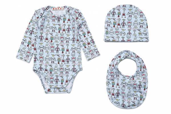 マルニからベビーラインがデビュー、“ロボット柄”ロンパースやギフトに最適なスタイセットも