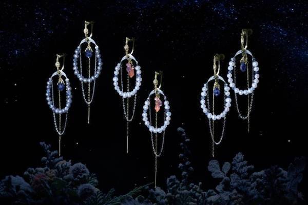 アガット“冬の自然”を表現した天然石ジュエリー、オーロライメージのダイヤモンドピアス