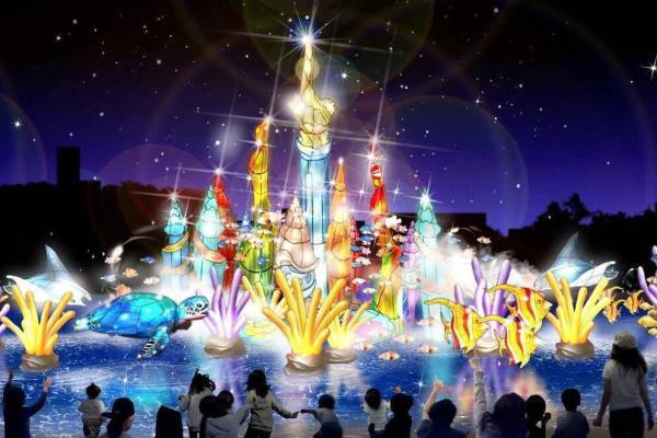 愛知・ラグーナテンボスのイルミネーション2021、水上ランタン“サンゴの城”やクリスマスマーケット