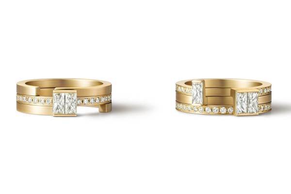 シハラ、パズルのように“繋げる”リング「ボンド」にダイヤをセットしたソリテールタイプの新作