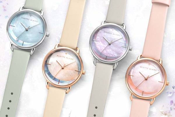 アレットブランの腕時計「ブリーズ」パステルレザーベルトの新作、オーロラ色に煌めく文字盤