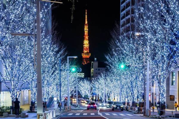 六本木ヒルズのクリスマスイルミネーション2021、スノー＆ブルーに輝くけやき坂やドライフラワーツリー